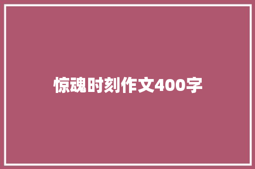 惊魂时刻作文400字