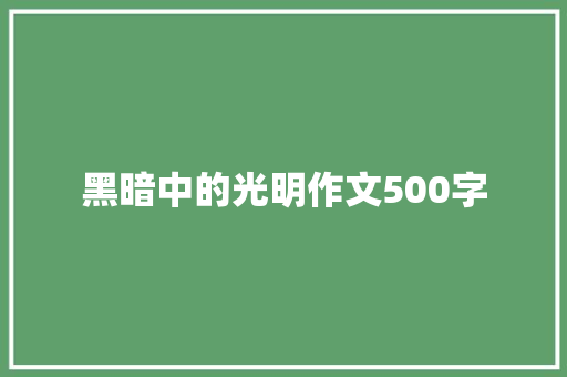 黑暗中的光明作文500字