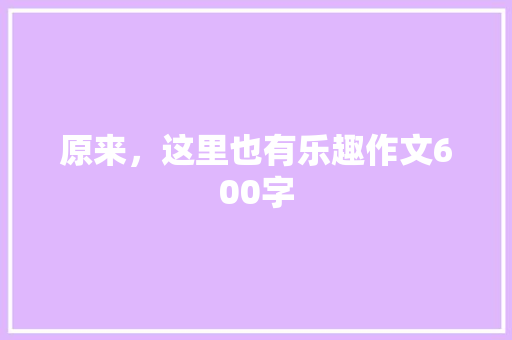 原来，这里也有乐趣作文600字
