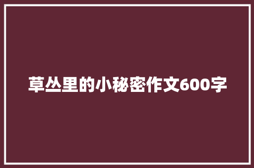 草丛里的小秘密作文600字