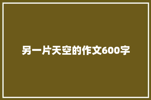 另一片天空的作文600字
