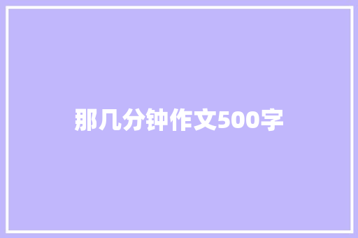那几分钟作文500字