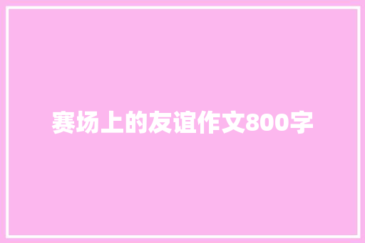 赛场上的友谊作文800字