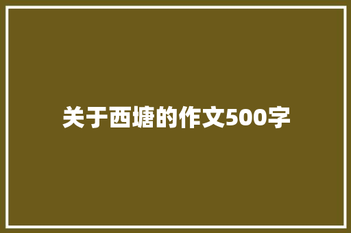 关于西塘的作文500字