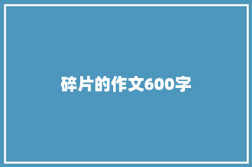 碎片的作文600字