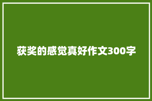 获奖的感觉真好作文300字