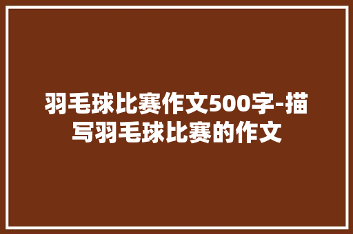 羽毛球比赛作文500字-描写羽毛球比赛的作文