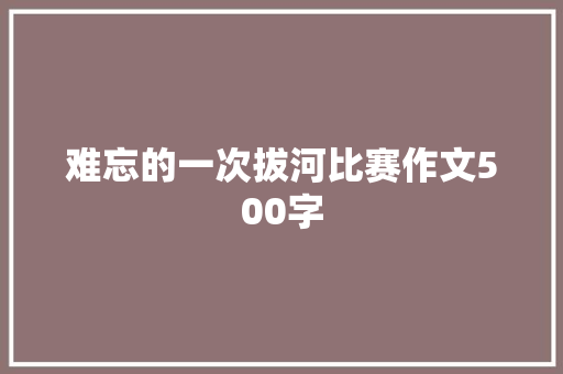 难忘的一次拔河比赛作文500字