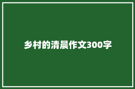 乡村的清晨作文300字