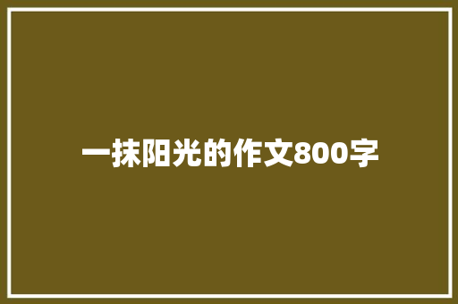 一抹阳光的作文800字