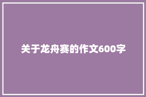 关于龙舟赛的作文600字