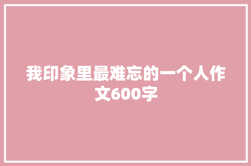 我印象里最难忘的一个人作文600字