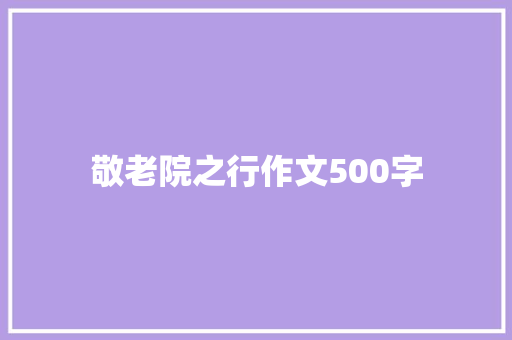 敬老院之行作文500字
