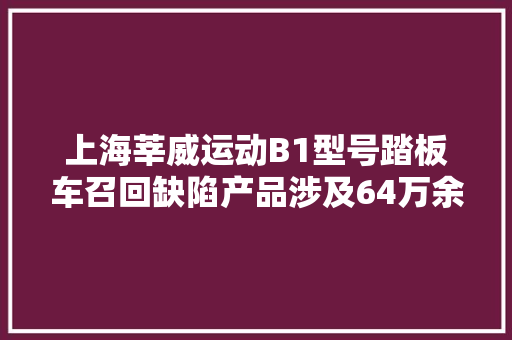 上海莘威运动B1型号踏板车召回缺陷产品涉及64万余辆