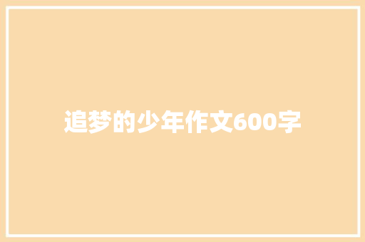 追梦的少年作文600字