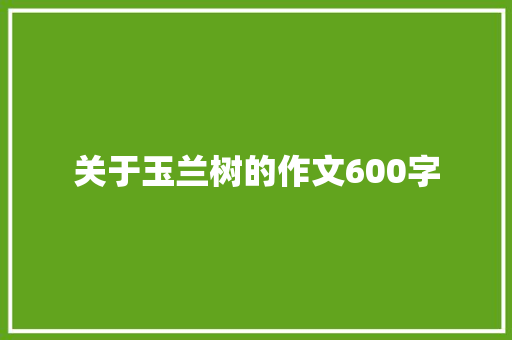 关于玉兰树的作文600字