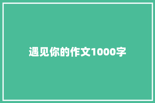 遇见你的作文1000字