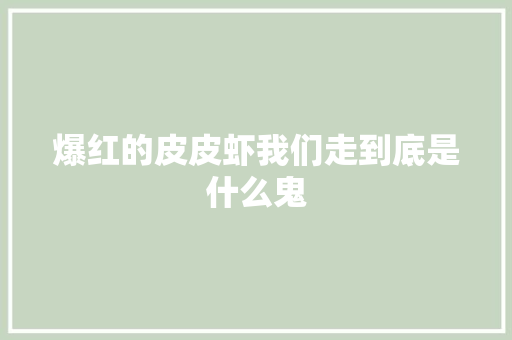 爆红的皮皮虾我们走到底是什么鬼