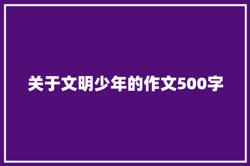 关于文明少年的作文500字