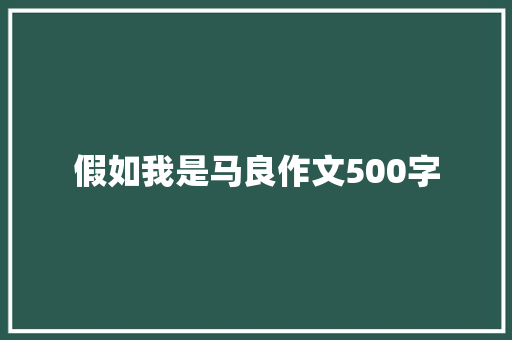 假如我是马良作文500字