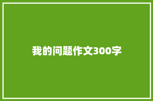 我的问题作文300字