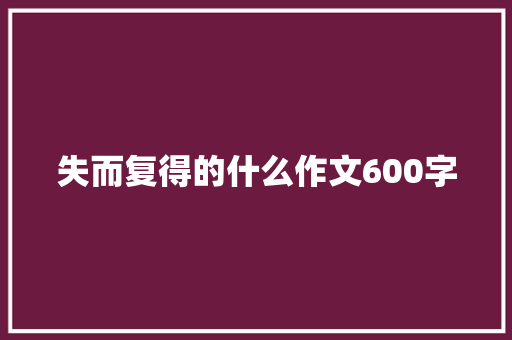 失而复得的什么作文600字