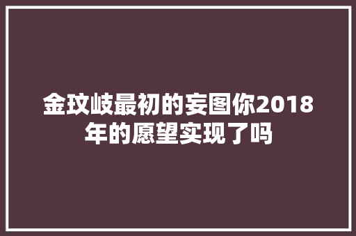 金玟岐最初的妄图你2018年的愿望实现了吗 休闲娱乐
