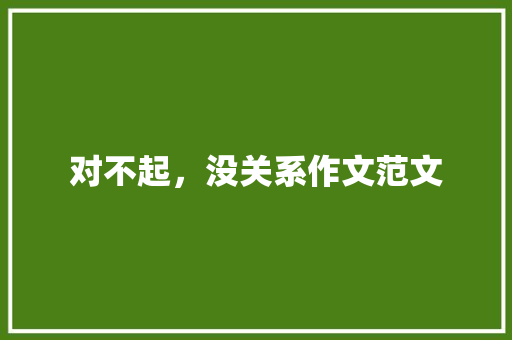 对不起，没关系作文范文
