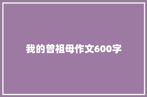 我的曾祖母作文600字