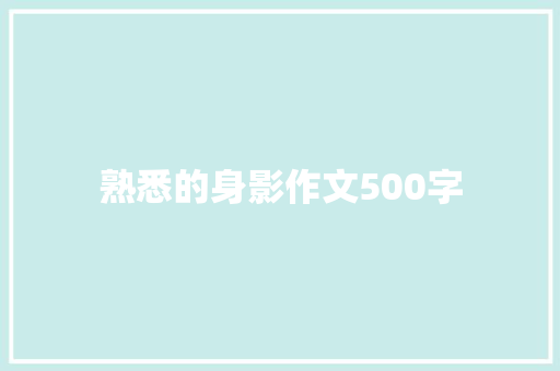 熟悉的身影作文500字
