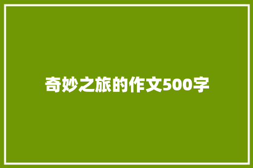 奇妙之旅的作文500字