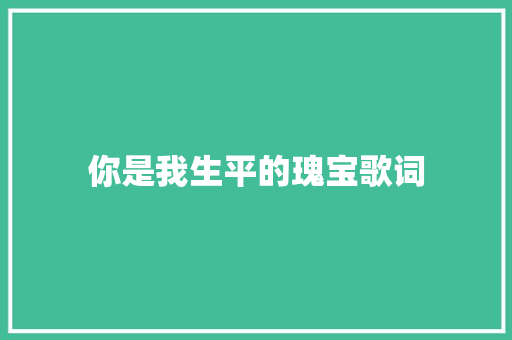 你是我生平的瑰宝歌词 休闲娱乐