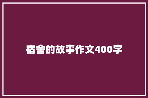 宿舍的故事作文400字