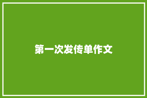 第一次发传单作文
