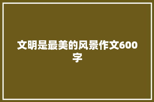 文明是最美的风景作文600字