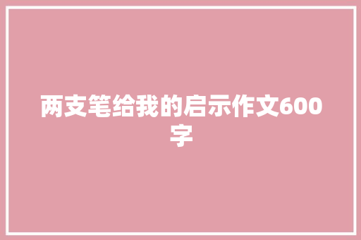 两支笔给我的启示作文600字