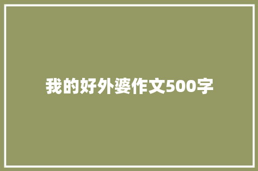 我的好外婆作文500字