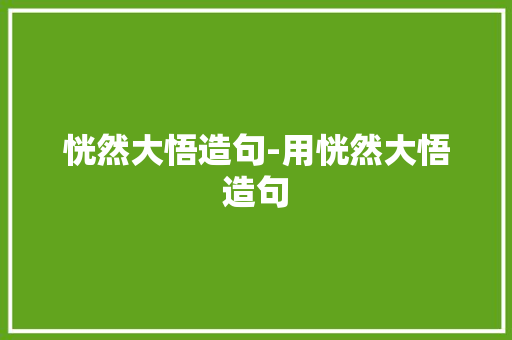 恍然大悟造句-用恍然大悟造句