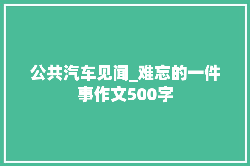公共汽车见闻_难忘的一件事作文500字