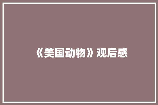 《美国动物》观后感