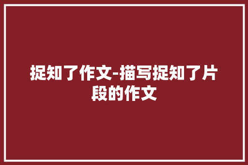 捉知了作文-描写捉知了片段的作文