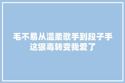 毛不易从温柔歌手到段子手这狠毒转变我爱了