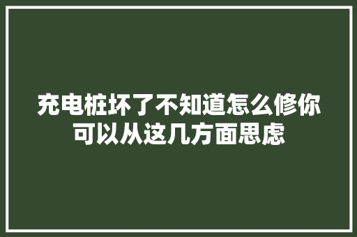 充电桩坏了不知道怎么修你可以从这几方面思虑