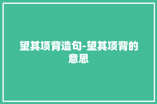 望其项背造句-望其项背的意思