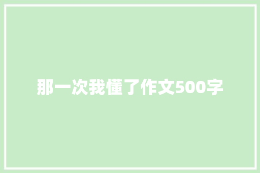 那一次我懂了作文500字