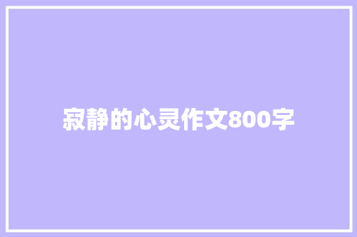 寂静的心灵作文800字