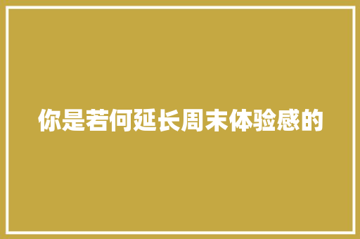 你是若何延长周末体验感的 休闲娱乐