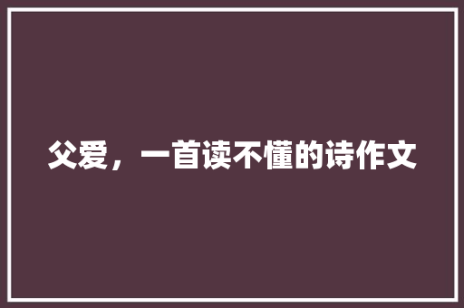 父爱，一首读不懂的诗作文