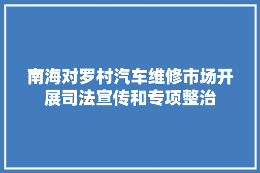 南海对罗村汽车维修市场开展司法宣传和专项整治