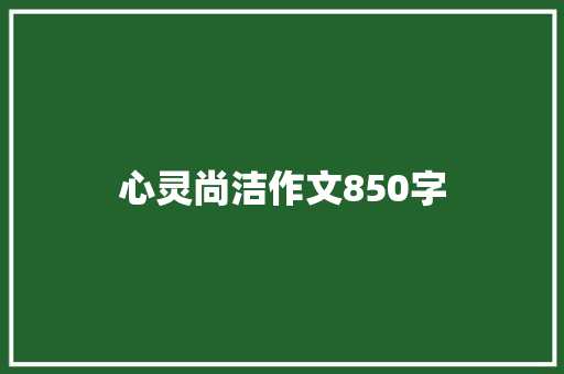 心灵尚洁作文850字
